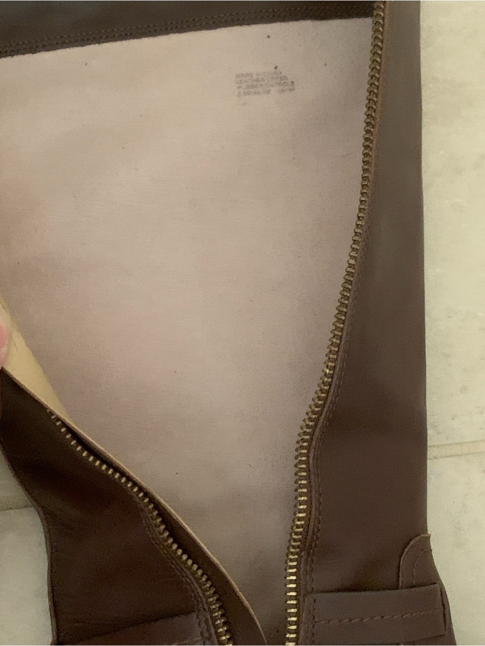 Michael Kors Stockard Brown Leather Tall Riding Boots Gold MK Logo Size 9.5M - Picture 11 of 16